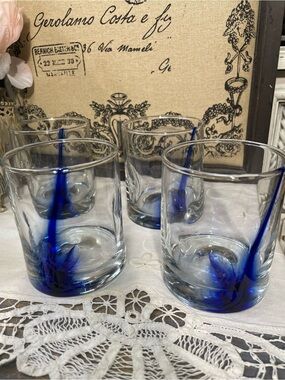 Libbey clear glass blue ribbon rocks double old fashioned barware replacement